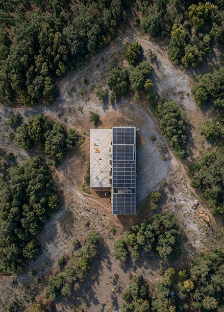 Tiny house maison modulaire habitat ecologique vue aérienne